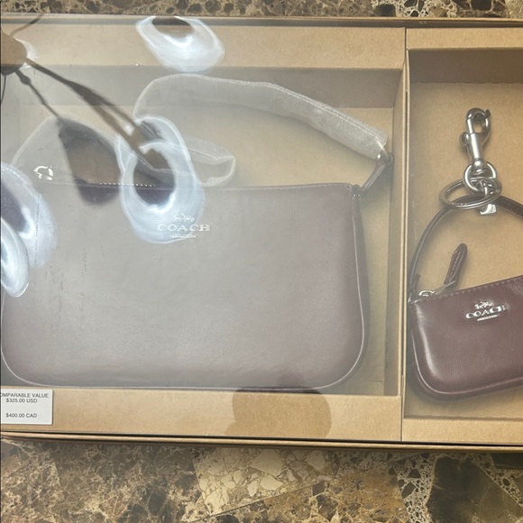 Coach Maroon Leather Wristlet and Keychain Set - Picture 12 of 14